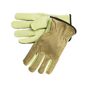 Cowhide Palm/Split Leather Back Drivers Gloves, 3205, Large, CV  Cow Grain Palm, Beige/Brown