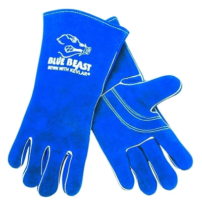 Blue Beast Select Side-Split Leather Welding Work Gloves, XL, Blue, Gauntlet Cuff