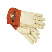 Mustang Premium Top Grain Cowskin Leather Welding Work Gloves, Medium, Beige/Russet, Gauntlet Cuff