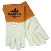Grain Cow MIG/TIG Welders Gloves, Grain Cow Leather, Large, Russet/Cream