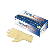 MCR Safety SensaGuard 5055L disposable latex gloves powder-free 5 mil rolled cuff natural white large box of 100