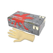 MCR Safety Sensaguard disposable latex gloves, powder-free, 5 mil, natural white, medium, box of 100