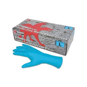 MCR Safety NitriMed nitrile exam gloves, powder-free, 6 mil, XL, blue, box of 100 with single glove displayed