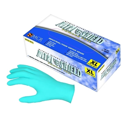 Nitrile Disposable Gloves, NitriShield, Rolled Cuff, Unlined, Large, Blue, 4 mil Thick, Powder Free