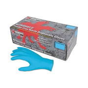 MCR Safety NitriShield Medium blue nitrile disposable gloves 4 mil powder-free box of 100 rolled cuff unlined
