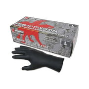 MCR Safety NitriShield Stealth Xtra Large black nitrile disposable gloves 6 mil box of 100 powder-free rolled cuff