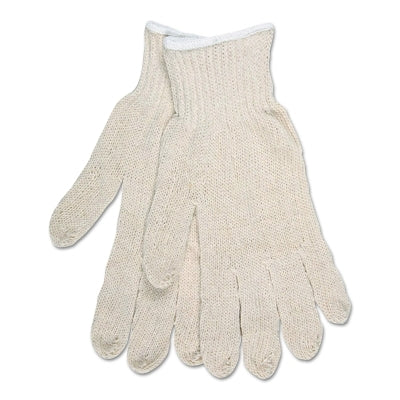 Multipurpose String Knit Gloves, Large, Knit Wrist, Regular Weight, Natural