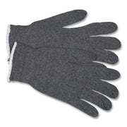 Multipurpose String Knit Gloves, Large, Knit Wrist, Regular Weight, Gray