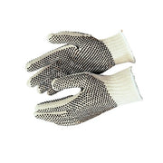 Memphis PVC dot string knit gloves large natural cotton knit 2-sided black PVC dots work gloves