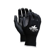 MCR Safety NXG 9669 PU coated work gloves, large, black polyurethane palm coating on nylon shell, pair