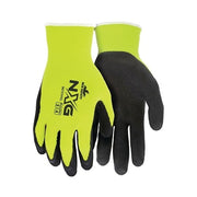 MCR Safety NXG 96731HV work gloves large hi-viz yellow knit shell black foam latex coated palm work gloves