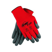 MCR Safety Ninja Flex N9680 work gloves, 15-gauge nylon, gray rubber-latex palm coating, red nylon back