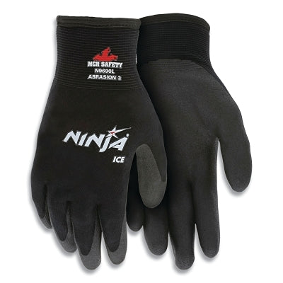 Ninja Ice HPT Palm/Fingertip Coated Insulated Work Gloves, Large, Black