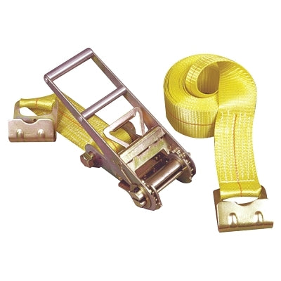Ratchet Tie-Down Strap, Flat Hooks, 3 in W x 27 ft L, 15000 lb Load Capacity