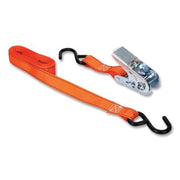Ratchet Tie-Down Strap, High Tension, Vinyl-Coated S-Hooks, 1 in W x 10 ft L, 300 lb Load Capacity