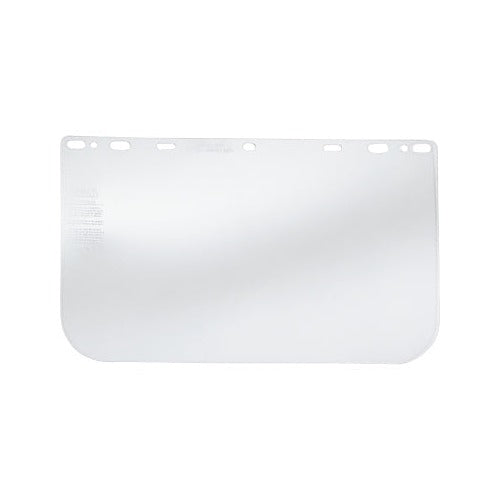 MCR Safety universal clear PETG faceshield visor 15.5 in x 10 in uncoated with mounting bracket holes