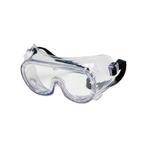 MCR Safety 2235R protective goggles, clear PVC antifog lens, side vents, elastic strap, chemical resistant safety goggles