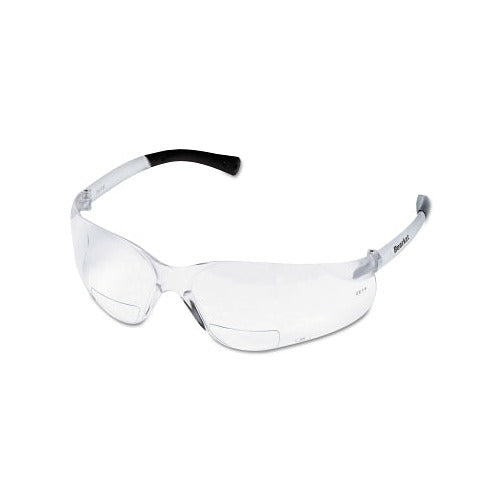 MCR Safety BearKat BK1 bifocal safety glasses clear lens 2.5 diopter clear wraparound frame black temples safety eyewear