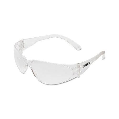 MCR Safety Checklite CL1 frameless safety glasses, clear polycarbonate lens, clear temple, wraparound style
