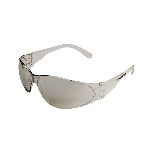 MCR Safety Checklite CL1 frameless safety glasses, I/O clear mirror lens, clear polycarbonate temples
