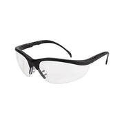 MCR Safety Klondike KD1 safety glasses, clear polycarbonate anti-fog lens, black nylon frame, protective eyewear