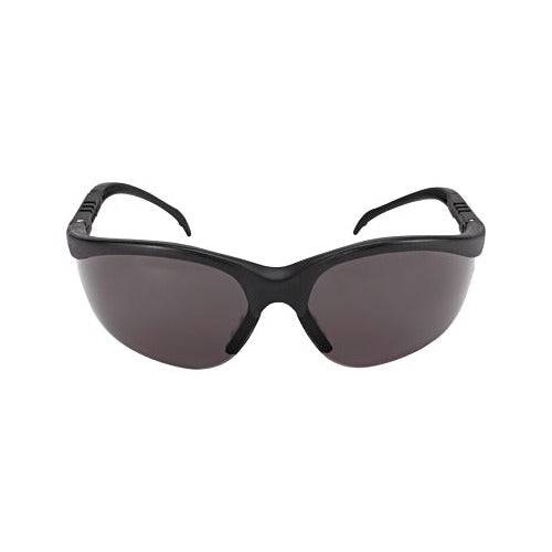 MCR Safety Klondike KD1 protective eyewear, gray polycarbonate lens, black semi-rimless adjustable frame
