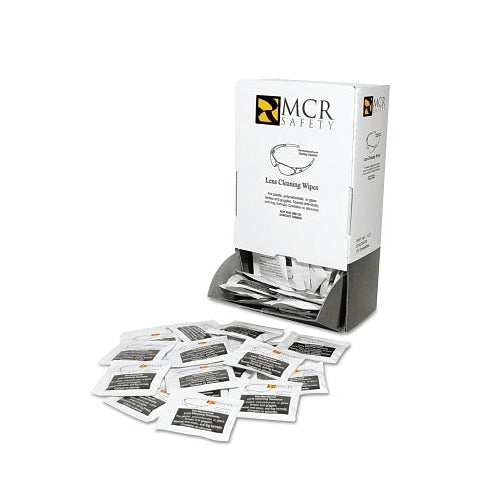 MCR Safety Spec Saver lens cleaning towelettes 5x8.5 in individually wrapped packets in pop-up box lens towelette