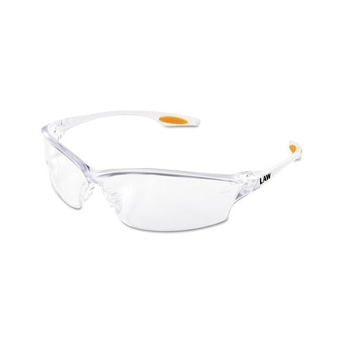 MCR Safety Law LW2 safety glasses clear anti-fog lens clear frame TPR nose piece orange temple inserts safety glasses
