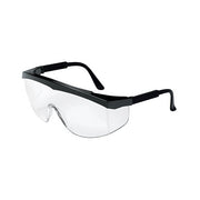MCR Safety SS1 safety glasses clear polycarbonate scratch-resistant lens black wrap frame safety eyewear