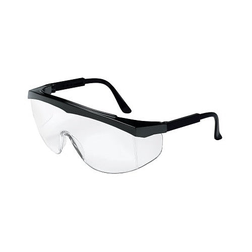 MCR Safety SS1 safety glasses clear polycarbonate scratch-resistant lens black wrap frame safety eyewear