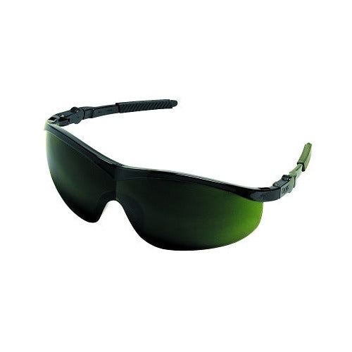 MCR Safety ST1 protective eyewear green polycarbonate lens filter 5.0 black frame wraparound safety glasses