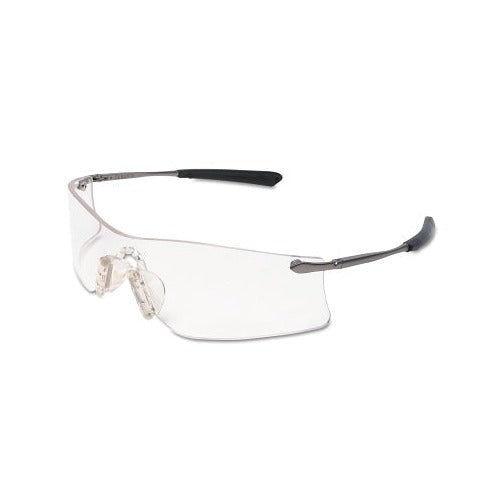 MCR Safety Rubicon T4 safety glasses clear polycarbonate lens anti-fog metal frame black tips protective eyewear