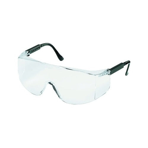 MCR Safety Tacoma TC110 safety glasses, clear polycarbonate Duramass lens, black temple arms, wraparound safety eyewear