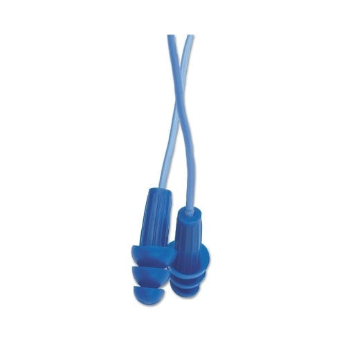 Jackson Safety H20 metal detectable reusable corded earplugs in blue plastic, corded ear protection