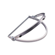 Jackson Safety Model H cap coil spring attachment, silver metal headband with dual adjustable arms, face shield mount