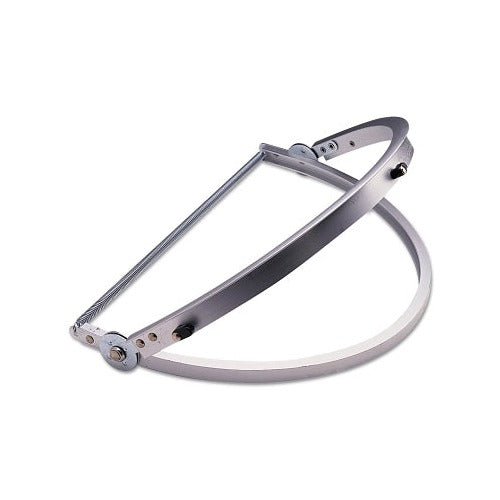 Jackson Safety Model H cap coil spring attachment, silver metal headband with dual adjustable arms, face shield mount