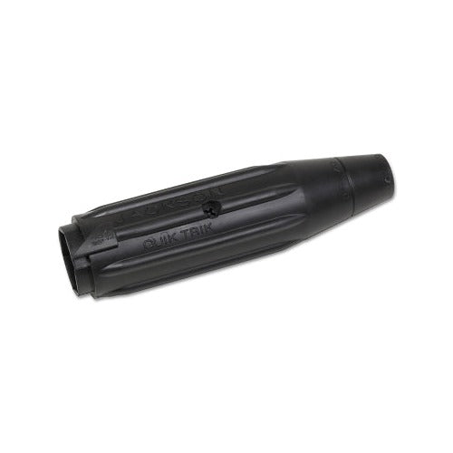 Jackson Safety Quick-Trik female connector, single dome-nose 1/0 to 2/0 AWG cap, black and brass welding cable connector