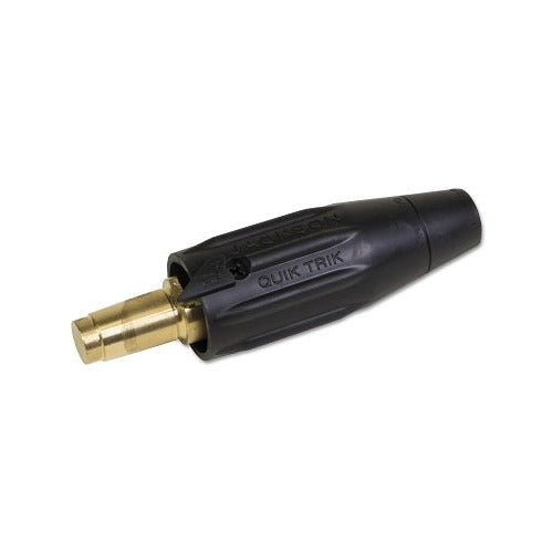 Jackson Safety Quick-Trik male cable connector, single dome-nose 1/0 to 2/0 AWG cap, black and brass welding cable connector