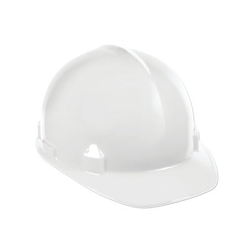 Jackson Safety SC-6 hard hat, white cap style with 4-point ratchet suspension and front brim, safety hard hat