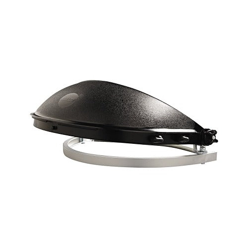 Jackson Safety 182B Capmount cap coil spring attachment, black frame with silver headband, face shield mount