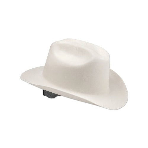 Jackson Safety Western Outlaw cowboy-style hard hat with 4-point ratchet in white, safety hard hat