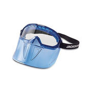 Jackson Safety GPL500 Series premium goggle with detachable face shield, blue frame with anti-fog clear lens, safety goggle