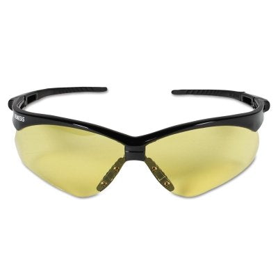 V30 Nemesis Safety Glasses, Amber, Polycarbonate Lens, Anti-Fog, Black Frame/Temple, Nylon