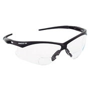 V60 Nemesis Rx Readers Prescription Safety Glasses, Clear, Polycarbonate Scratch-Resistant Lens, Black Frame/Temples, +1.0