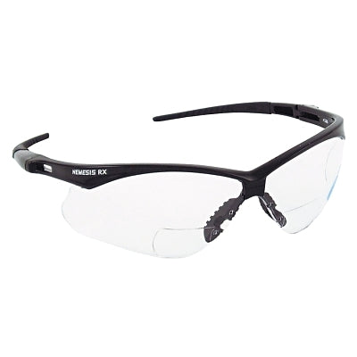 V60 Nemesis Rx Readers Prescription Safety Glasses, Clear, Polycarbonate Scratch-Resistant Lens, Black Frame/Temples, +1.0