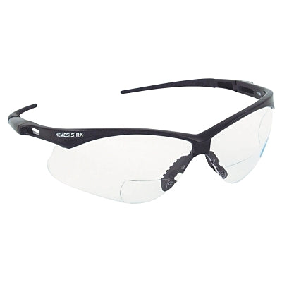 V60 Nemesis Rx Readers Prescription Safety Glasses, Clear, Polycarbonate Scratch-Resistant Lens, Black Frame/Temples, +1.5
