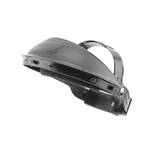Jackson Safety HDG10 Model K face shield headgear with adjustable silver brackets and chin strap, helmet headgear