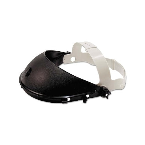 Jackson Safety HDG20 Model 131-B face shield headgear, black crown with white ratchet strap, helmet headgear