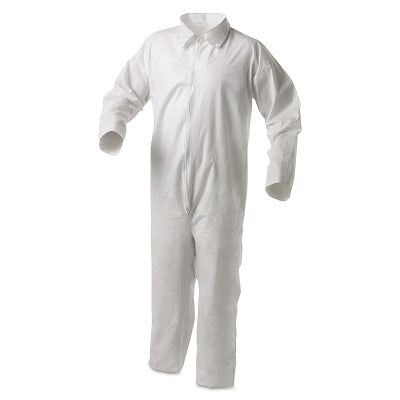 KleenGuard A35 Economy Liquid & Particle Protection Coveralls, Zipper Front/Open Wrists/Ankles, White, 2XL