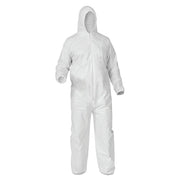 KleenGuard A35 Economy Liquid & Particle Protection Coveralls, Zipper Front/Elastic Wrists/Ankles/Hood, White, 2XL